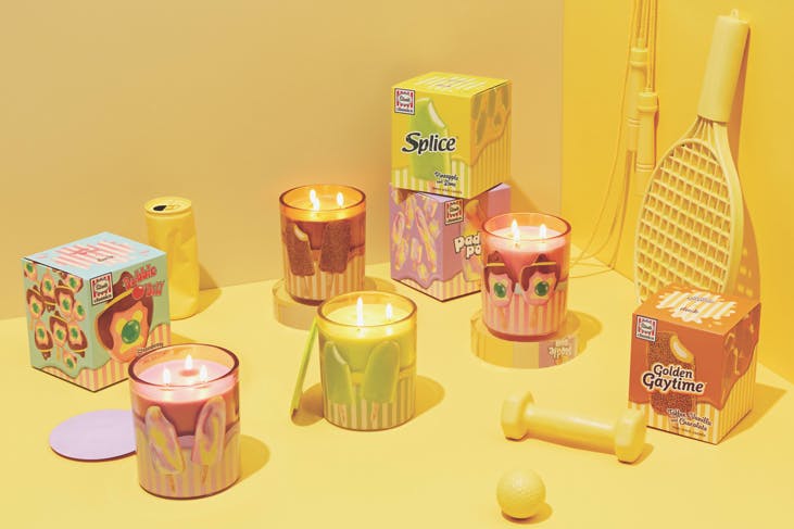 Dusk Streets Ice Cream Candles on a yellow background.